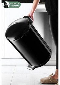 Resim Primanova Çelik Çöp Kovası Bombe Kapak 30 Lt Siyah M-e90-06-06 Gri 