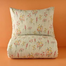 Resim BELLA MAISON Flores Çiçek Desenli%100 Pamuk Saten Nevresim Seti, Açık Yeşil, Tek Kişilik (Nevresim: 160x220 cm / 1 Adet Yastık Kılıfı: 50x70 cm) 