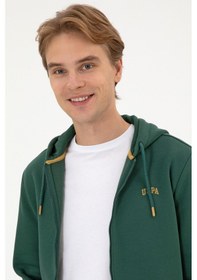 Resim U.S. Polo Assn. Erkek Regular Fit Koyu Yeşil Şardonlu Örme Hırka 50313755-VR079 