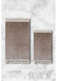 Resim Simirna Ponpon Saçaklı Peluş Yıkanabilir Kaymaz Banyo Paspası 2'li Klozet Takımı Vizon Vizon 