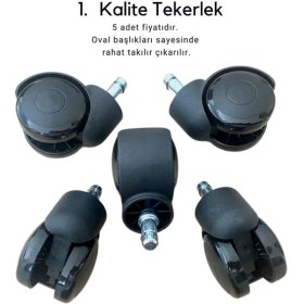 Resim XMAX Ofis Koltuğu Oyuncu Koltuğu Sandalye Tekerleği Pimli 5 Adet 120 kg Taşır 