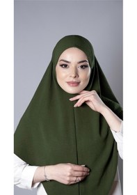 Resim Hürrem Bone Haki Pratik Hazır Geçmeli Tesettür Eşarp Aerobin Kumaş Düz Hijab 2309 09 