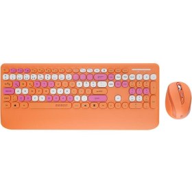 Resim Everest KM-6281 CANDY Renkli Tuşlu Turuncu Kablosuz Q Multimedia Klavye + Mouse Set 