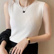 Resim Kadınların Zarif Ribbed Kolsuz Yelek - Şık Crew Boyun, Düz Renk, Hafif ve Nefes Alabilir, Bahar/Yaz/Sonbahar için Mükemmel, Rahat veya Şık Kıyafetler için, Mevsimsel Moda, Şık Tasarım, Rahat Uygunluk 