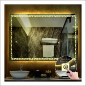 Resim Dnr-Mirror75x105 Cm Günışığı Ledli Tasarım Kumlamalı Dokunmatik Tuşlu Banyo Aynası Makyaj Aynası Işıklı Ayna 