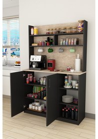 Resim %100 Mdflam Kahve Köşesi Çok Amaçlı Mutfak Dolabı Kahve02 Antrasit - Sidon Antrasit - Sidon 