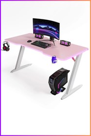 Resim Karr Gaming Thunder 25mm RGB Aydınlatmalı Oyuncu Masası | Pembe Karbon Fiber Kaplama 