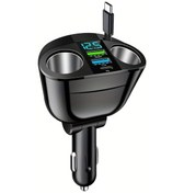 Resim Motion003 Nuokaiqi Geri Çekilebilir Araba Şarj Cihazı Siyah 6in1 Kablo Hızlı Şarj 2 Usb 1 Pd Port 2 Genişletme Portu Pilsiz 