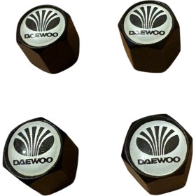 Resim Daewoo Logolu Siyah Beyaz Metal 4 Adet Sibop Kapak 