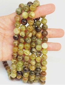 Resim Yeşil Alacalı Lal Granat Garnet Taşı Dizi 10mm 49238 