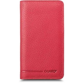 Resim Guard Telefon Girişli Kırmızı Hakiki Deri Unisex Cüzdan 