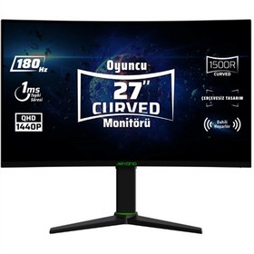 Resim Monster Aryond A27 V2 27 inç 180Hz QHD 1ms Curved Pivot VA Oyuncu Monitörü Siyah 