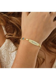 Resim Queen Silver Jewelry 925 Ayar Gümüş Mavi Göz Boncuklu Çocuk Künye İsim Yazılı Altın 