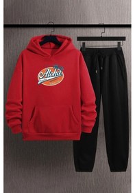 Resim Aloha Baskılı Eşofman Takımı Kırmızı 