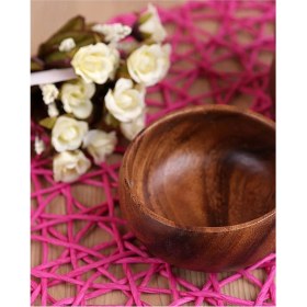 Resim Maridet 4lü Akasya Kuruyemiş Çerezlik Kase Natural Dekoratif Ahşap El Yapımı Sofra Sunum Kase Seti 