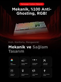 Resim Rampage Carbon Beyaz Rgb Q Bilek Destekli Red Switch Gaming Oyuncu Klavye 