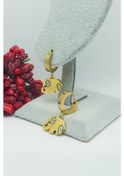 Resim Altın Kaplama Turkuaz Fil Çelik Küpe 2,5 cm 