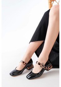 Resim No8 Home St-006 Siyah Leopar Rugan Günlük 4 Cm Topuklu Bayan Ayakkabı Çok Renkli 