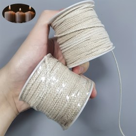 Resim 50m Yüksek Kaliteli Mum Fitili Rulosu DIY Mum Yapımı İçin – Doğal Bej Renk, Esnek & Dayanıklı El Sanatları Aracı, Çok Boyutlu Mumlar, Yaratıcı Projeler İçin | Dokulu Görünüm | Esnek Fitil 