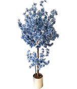 Resim Cihan Çiçekçilik Mavi Bahar Dalı 200 Cm 30x30 Metal Saksı 