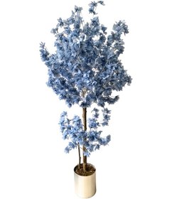 Resim Cihan Çiçekçilik Mavi Bahar Dalı 200 Cm 30x30 Metal Saksı 