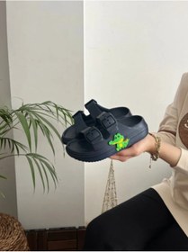Resim Ayfox Timsah Figürlü Çift Tokalı Anatomik Yüksek Taban Ultra Hafif Kaydırmaz Plaj Havuz Günlük Çocuk Terlik Lacivert 