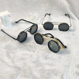 Resim 1 adet düz renk retro Lycra tarzı hafif dönebilen parti moda gözlüğü, steampunk tarz ayarlanabilir parlaklıkta lensli seyahat modası gözlük - siyah ve gri lensler 