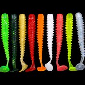Resim 10 adet / Lot Yumuşak Yemler Silikon Solucanlar Yemler, Jigging Wobblers Balıkçılık Yemleri, Bass Carp Tackle için Yapay Swimbaits, 5cm 6cm 7.5cm 