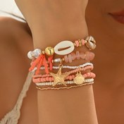 Resim 6 Adet Bohem El Yapımı Boncuklu Bileklik Seti Yıldız Balığı Mücevher, Kabuk & Mercan Vurgular ile - Esnek Çok Katmanlı Moda Okyanus İlhamlı Takı için Kadınlar, Günlük Giyme & Sevgililer Günü Hediyesi için Mükemmel 