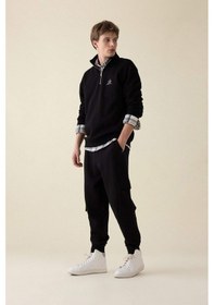 Resim DeFacto Regular Fit Jogger Eşofman Altı Kargo Cepli Basic Düz Beli Bağcıklı Lastikli Paça Y5533AZ24AUBK81 