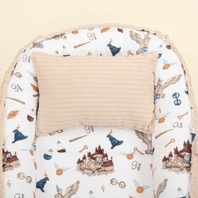 Resim Babynest ve Yastık - Çift Taraflı - Sütlü Kahve Örgü - Harry 