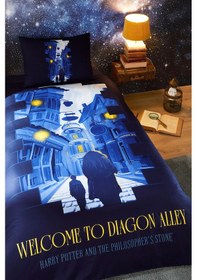 Resim Özdilek Harry Potter Alley Tek Kişilik Lisanslı Lastikli Çocuk Nevresim Takımı Lacivert 