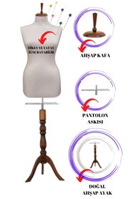 Resim Manken İstanbul Sünger Iğne Batabilen 40 Beden Beyaz Kumaşlı Ahşap Ayaklı Terzi Mankeni Prova Mankeni Po-01 