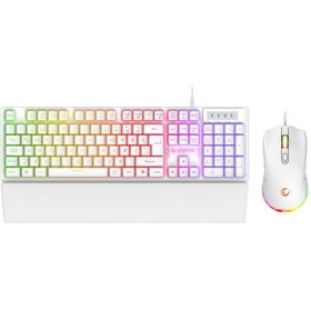 Resim Rampage KM-RX7 FORTUNA V2 Gökkuşağı Aydınlatmalı USB BEYAZ Gaming Combo Q Gaming Klavye + 12800 dpi 