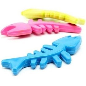 Resim Balık Kemiği İskelet Şekilli Renkli Plastik Kedi Oyuncağı 