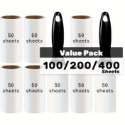 Resim 400/200/100 Sayfa, Püskürtücü Rulosu, Pet Kürk Temizleyici Rulosu, Püskürtücü Rulosu Yenilemeleri, Kırmızı Yapışkan Püskürtücü Rulosu, Pet Kürk için Ekstra Yapışkan Püskürtücü Rulosu, Taşınabilir Püskürtücü, Mobilya, Halı, Giyim için, Köpek ve Kedi Kürkünü Kolayca Kaldırın, 50 Sayfa/Rol 