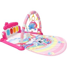 Resim Hak-İş Oyuncak Piyanolu Unicorn Desenli Bebek Oyun Halısı - 0+ Ay, Hayvan Figürlü Işıklı ve Müzikli Gelişim Matı 
