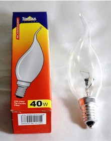 Resim Toplux 220-240v 40w E14 Flamanlı, Şeffaf Kıvrık 10'lu Paket Buji Ampul. 