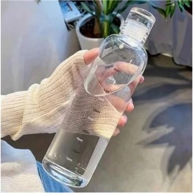 Resim 2407 Borosilikat Cam Su Şişesi - Su Içme Saatli Dereceli Matara Suluk - Başucu Sürahisi 