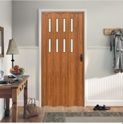 Resim Faran Dekorasyon 87 x 215 Ceviz Renk Camlı Pvc Akordiyon Kapı - FRNAKMODEL-0-45 
