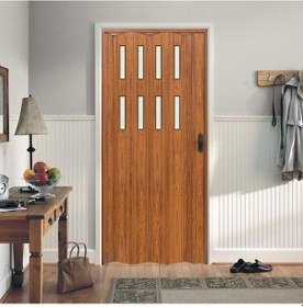 Resim Faran Dekorasyon 87 x 215 Ceviz Renk Camlı Pvc Akordiyon Kapı - FRNAKMODEL-0-45 