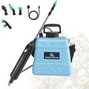 Resim 5.0 L USB Şarj Edilebilir Büyük Kapasiteli Sprey Sulama Kabı, 4 Değiştirilebilir Nozul, Ayarlanabilir Askılı Taşınabilir Sırt Çantası Stili, 2000mAh Uzun Ömürlü Lityum Pil Dahil, Tarım, Bahçecilik ve Kolay Sulama & Gübreleme İçin Uygun 