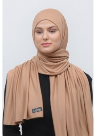 Resim Altobeh Tesettür Kadın Düz Renk Penye Şal Hijab - Koyu Bej 