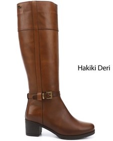 Resim GÖNDERİ(R) Kadın / Kız Taba Antik Fermuarlı Kalın Topuklu Hakiki Deri Çizme 
