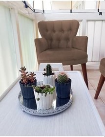 Resim Çay Seti Koltuk Takımı - Düz Renk - Ahşap Ayak - Babyface Kumaş - Kahverengi 