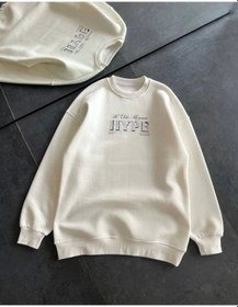 Resim Üç İplik Bisiklet Yaka Baskılı Sweatshirt - Beyaz Beyaz 