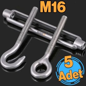 Resim Badem10 Çelik Kanca Yük Halat Gerdirme Germe Gergi Galvanizli Paslanmaz M16 Yüksek Dirençli Aparatı 5 Adet 