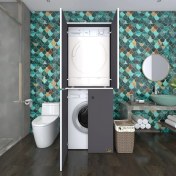Resim Kenzlife çamaşır-kurutma makinesi dolabı kapaklı jelena gri 180*70*60 banyo çift katlı arkalıksız 