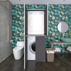 Resim Kenzlife çamaşır-kurutma makinesi dolabı kapaklı jelena gri 180*70*60 banyo çift katlı arkalıksız 