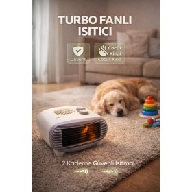 Resim K-Yonlineticaret Turbo Fanlı 2000W Elektrikli Isıtıcı – 2 Kademeli Sessiz ve Güvenli Sıcak Hava Üfle 